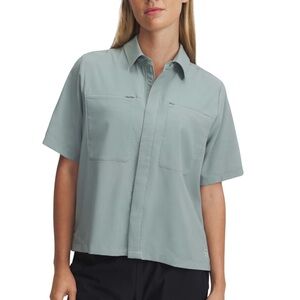 Under Armour Women’s Fish Pro Hybrid Woven Short Sleeve Shirt Hydro Green S